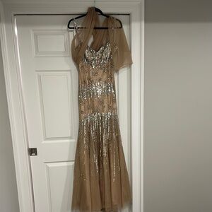 Jovani Gold Sequin One Shoulder Gown